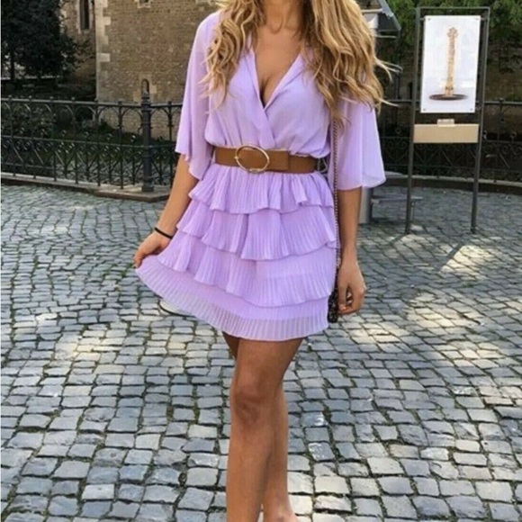 Zara Dresses & Skirts - Zara Lavender Layered Mini Dress